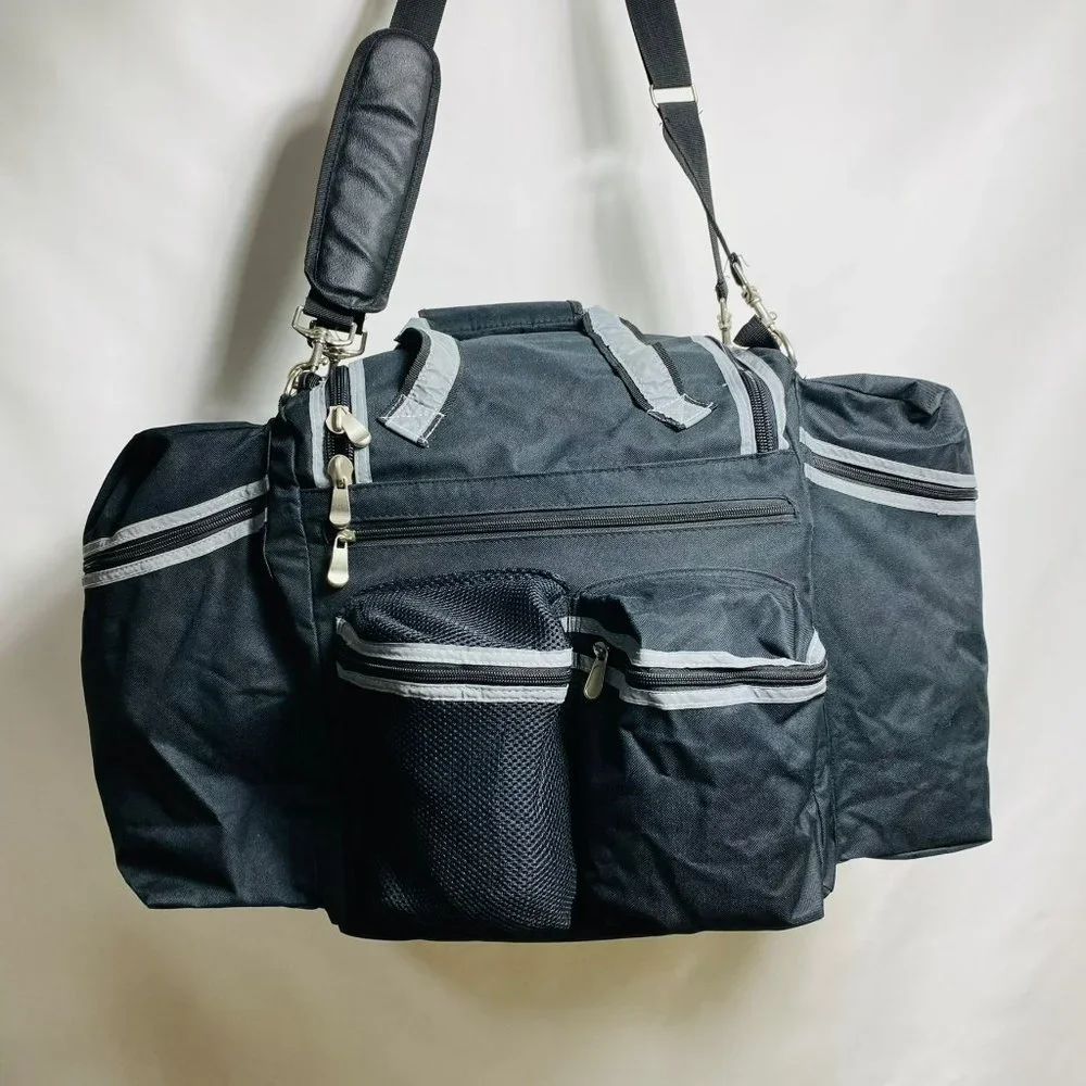 Fitness large bag black 30”x12”x12” With 8 different sizes pockets NEW